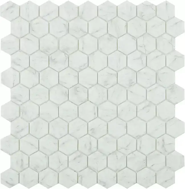 Mozaic sticla hexagonal Carrara Grey antiderapant